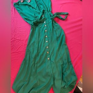 Long rayon button front dress
